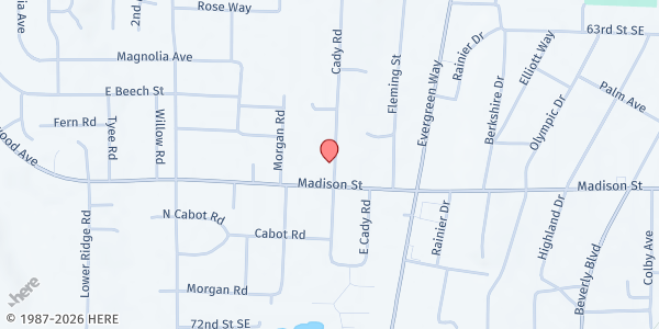 Map showing Faith Food Bank Everett at 6708 Cady Rd, Everett, WA