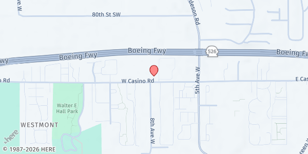 Map showing Volunteers Of America Everett Food Bank at 805 W Casino Road, Everett, WA