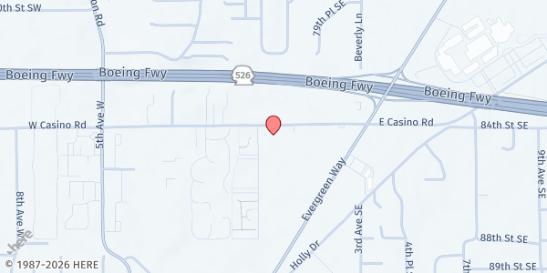 Map showing Volunteers Of America Everett Food Bank at 14 E Casino Road, Everett, WA