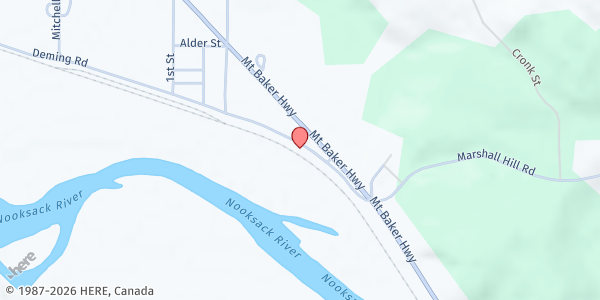 Map showing Nooksack Tribal Food Bank - Food Distribution Center at 2505 Sulwhanon Dr, Everson, WA