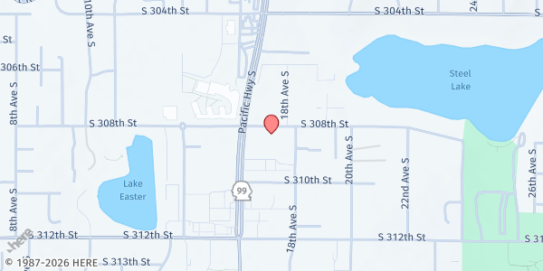 Map showing IHCGM Food Distribution at 30815-B Pacific Highway S, Federal Way, WA