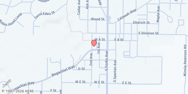 Map showing Forks Food Bank at 181 Bogachiel Way, Forks, WA