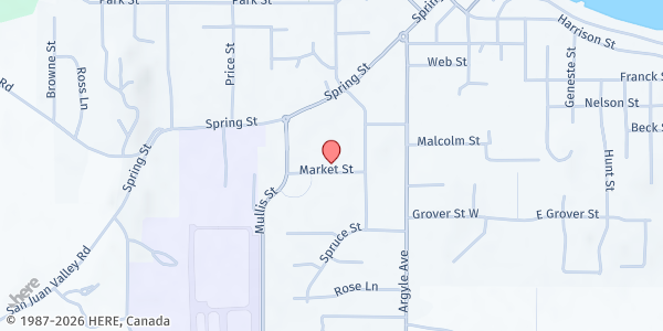 Map showing Friday Harbor Food Bank at 500 Market St, Friday Harbor, WA