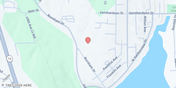 Map showing Gig Harbor FISH Food Bank at 4303 Burnham Dr, Gig Harbor, WA
