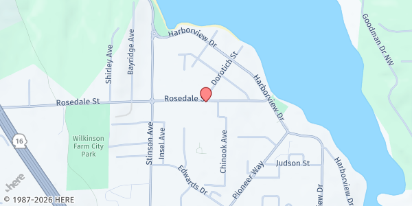 Map showing St. Vincent de Paul - Saint Nicholas Catholic Church at 3510 Rosedale St NW, Gig Harbor, WA