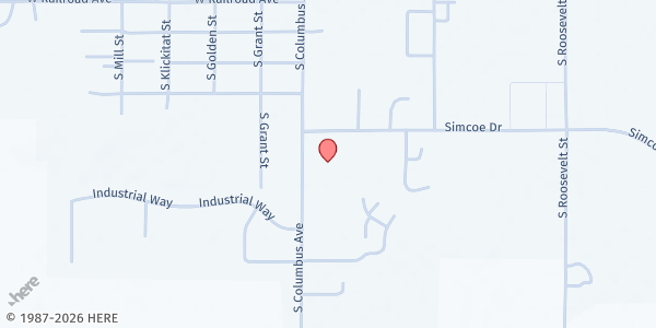 Map showing Christ the King Lutheran at 104 E Simcoe Dr, Goldendale, WA