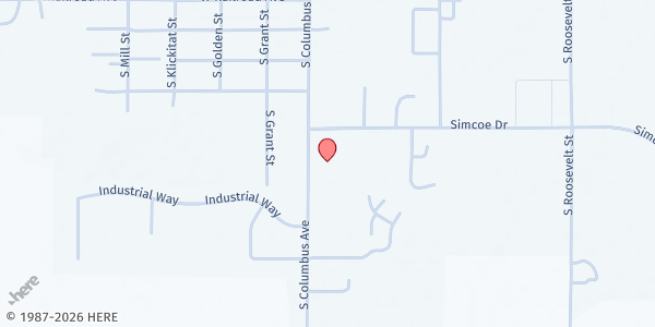 Map showing Washington Gorge Action Programs - Goldendale at 104 Simcoe Dr, Goldendale, WA