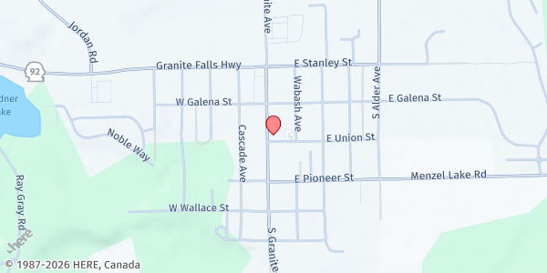 Map showing Granite Falls Food Bank at 215 S Granite Ave, Granite Falls, WA
