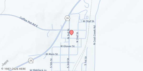 Map showing Harrington Food Bank - Food Distribution Center at 204 N 3rd St, Harrington, WA