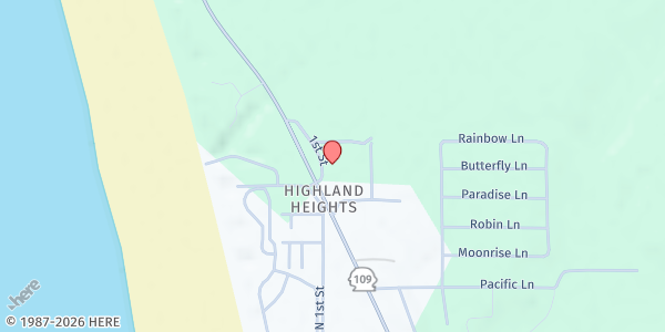 Map showing Coastal Harvest Distribution Site at 4576 WA-109, Highland Heights, WA