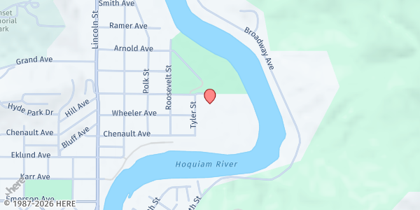 Map showing Coastal Harvest Mobile Food Bank - Hoquiam at 520 Tyler St., Hoquiam, WA