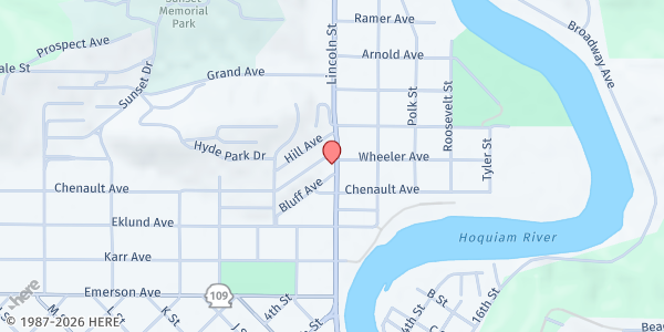 Map showing Lincoln St Food Pantry at 400 Lincoln St, Hoquiam, WA