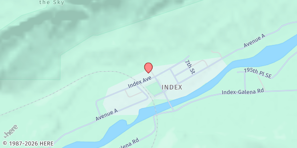 Map showing Sky Valley Food Bank at 308 5th St, Index, WA
