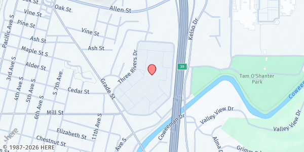 Map showing Kelso Resource Center at 351 Three Rivers Dr #212, Kelso, WA