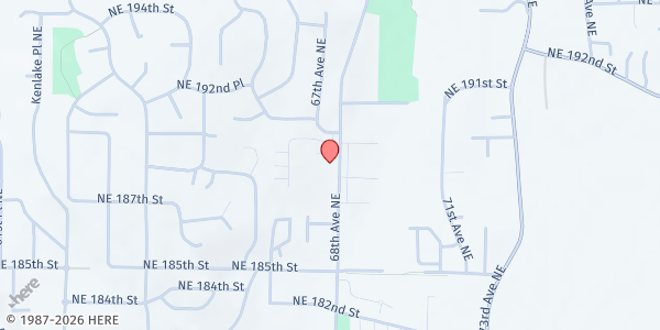 Map showing Food Bank - Kenmore at 18737 68th Ave NE, Kenmore, WA