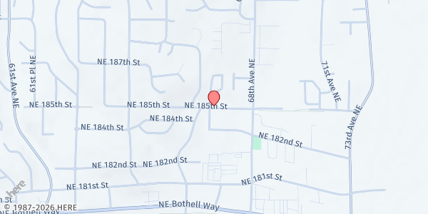 Map showing Little free food bank - Kenmore at 6700 NE 182nd St, Kenmore, WA