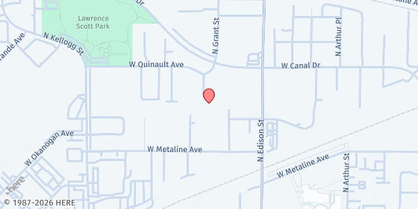 Map showing Safe Harbor's My Friends Place at 1112 N Grant St, Kennewick, WA