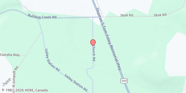 Map showing Valley Food Pantry at 3130 Church Road, Kulzer, WA