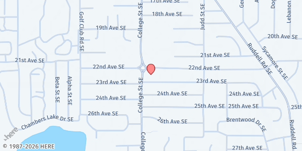 Map showing First Baptist Church of Lacey at 4705 22nd Ave SE, Lacey, WA