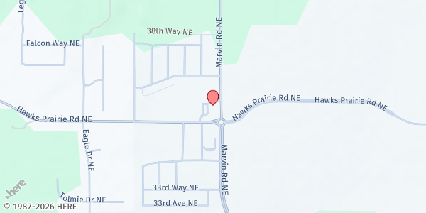 Map showing Turning Point Church at 3525 Marvin Rd NE, Lacey, WA