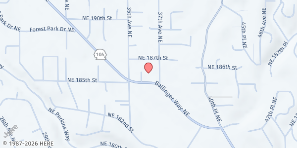 Map showing Little Free Food Pantries - Lake Forest Park at 18492 Ballinger Way NE, Lake Forest Park, WA