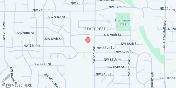 Map showing Six Eight Food Pantry at 8802 NW 9th Avenue, Lake Shore, WA
