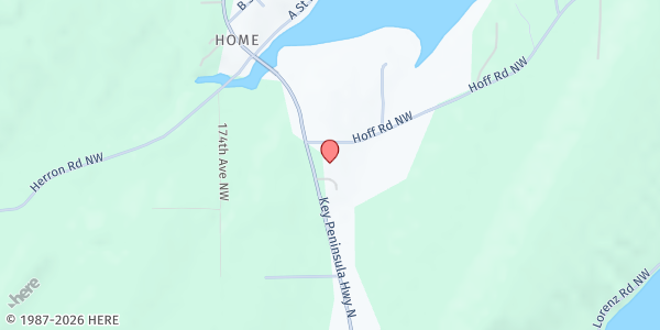 Map showing Key Peninsula Community Services Food Bank at 17015 9th Street Court Kp North, Lakebay, WA