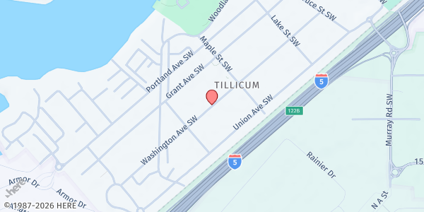 Map showing Community Center Food Bank at 14919 Washington Avenue Southwest, Lakewood, WA