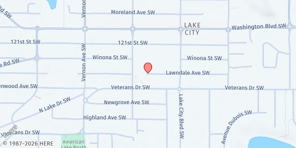 Map showing Fort Lewis at 8810 Lawndale Avenue Southwest, Lakewood, WA