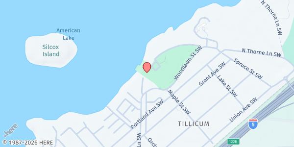 Map showing Harry Todd Park (Tillicum) at 8928 N Thorne Lane SW, Lakewood, WA