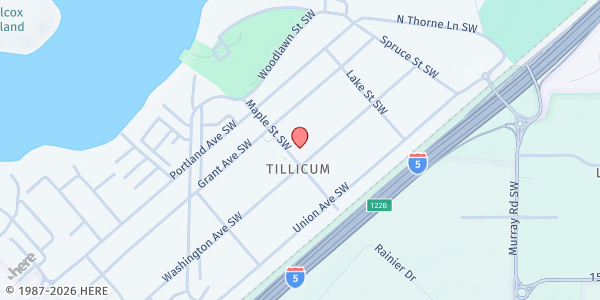 Map showing Lighthouse Baptist Church (Tillicum) at 8415 Maple Street Southwest, Lakewood, WA