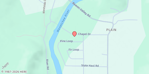 Map showing Pantry At Plain Community Church at 12447 Chapel Dr, Leavenworth, WA