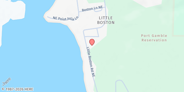 Map showing Port Gamble S'Klallam Food Bank at 31912 Little Boston Rd NE, Little Boston, WA