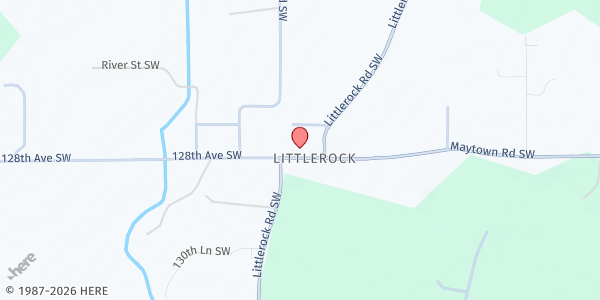 Map showing Littlerock UMC at 6336 128th SW, Littlerock, WA