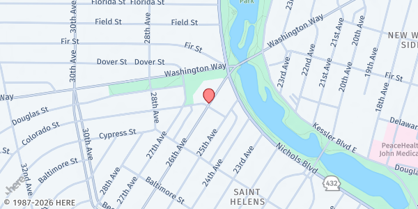 Map showing FISH - Saint Rose Church - Food Distribution Center at 702 26th Ave, Longview, WA