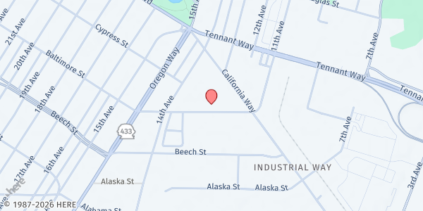 Map showing St. Vincent de Paul Society - Longview at 1222 Baltimore St, Longview, WA