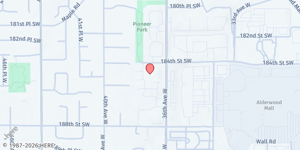 Map showing Lynnwood Food Bank - Alderwood Court at 18420 36th ave w, Lynnwood, WA