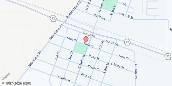 Map showing Mabton Food Bank at 522 S Main St, Mabton, WA