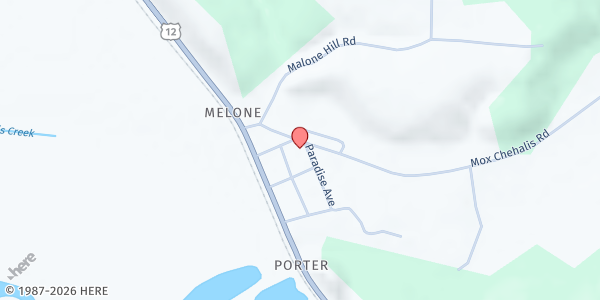 Map showing Malone Food Bank - Food Distribution Center at 20 Paradise Ave, Malone, WA