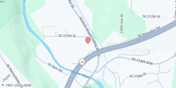 Map showing Maple Valley Food Bank at 21415 Renton Maple Valley Rd SE, Maple Valley, WA