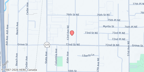 Map showing Allen Creek Community Church - Resource Exchange at 7302 44th Ave NE Ste B-2, Marysville, WA