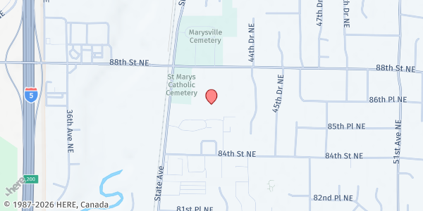 Map showing Marysville Community Food Bank at 4150 88th St NE, Marysville, WA