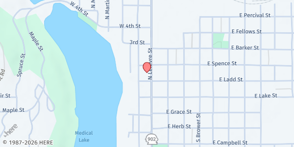 Map showing Medical Lake Food Bank at 211 N. LeFevre, Medical Lake, WA