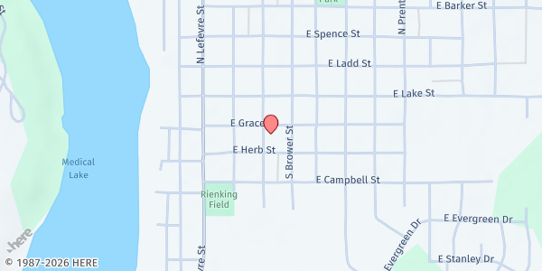 Map showing Medical Lake Outreach Center at 207 S. Washington, Medical Lake, WA