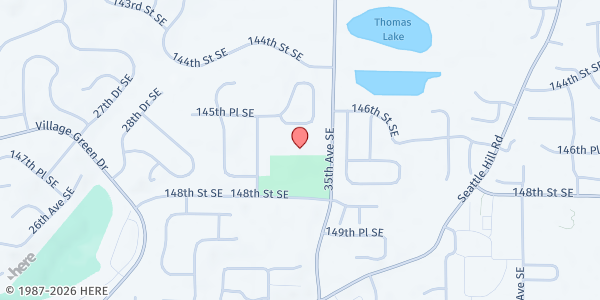 Map showing Community Resource Network at 14616 35th ave SE, Mill Creek, WA