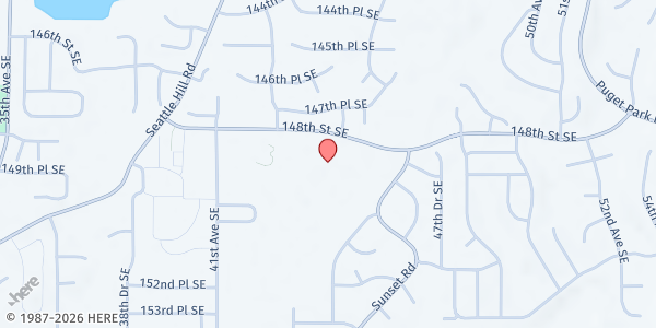 Map showing Mill Creek Community Food Bank at 4326 148th St SE, Mill Creek, WA