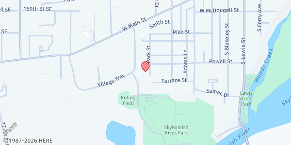 Map showing Sky Valley Food Bank at 233 Sky River Parkway, Monroe, WA