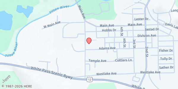 Map showing Pastor's Pantry Food Bank at 277 7th St, Morton, WA