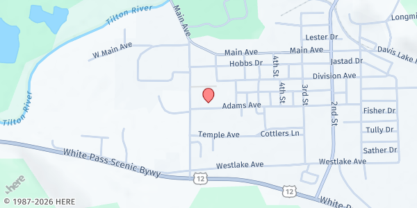 Map showing Pastor's Pantry Food Bank - Food Distribution Center at 277 7th St, Morton, WA