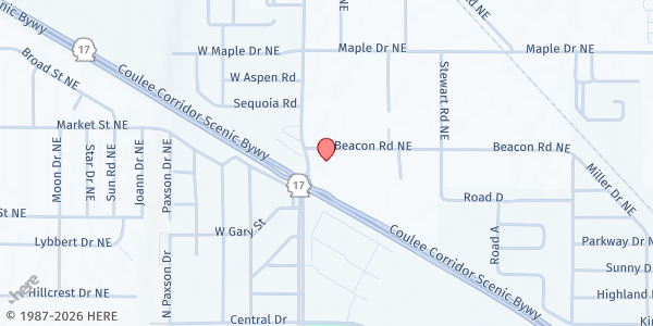 Map showing Community Services of Moses Lake at 9299 Beacon Rd NE, Moses Lake, WA